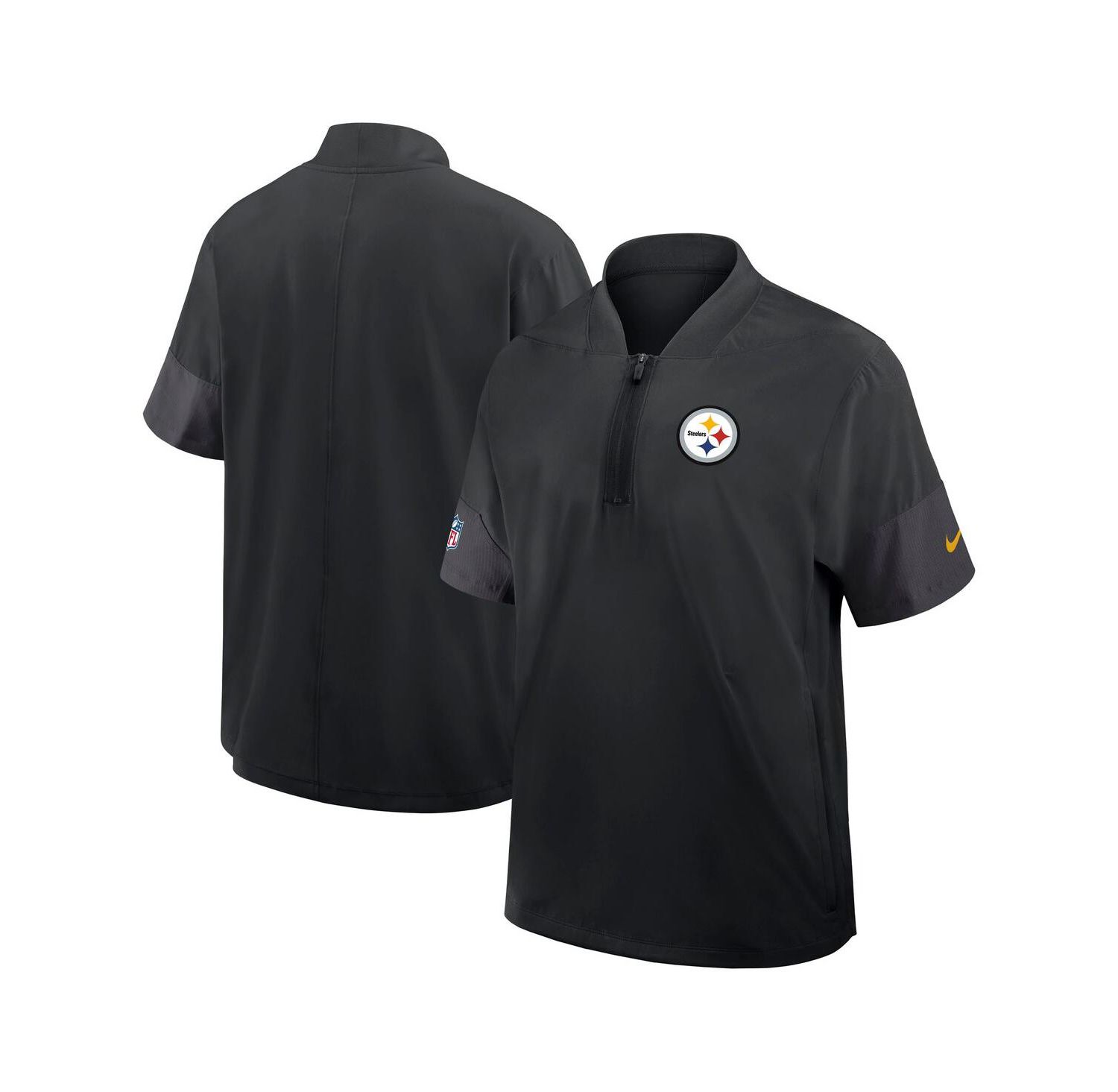 Men's Black Pittsburgh Steelers Sideline Short Sleeve Quarter-Zip Performance Coach Jacket