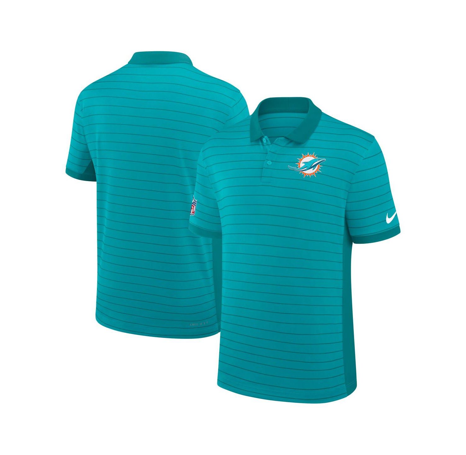 Men's Aqua Miami Dolphins Sideline Victory Stripe Performance Polo Shirt