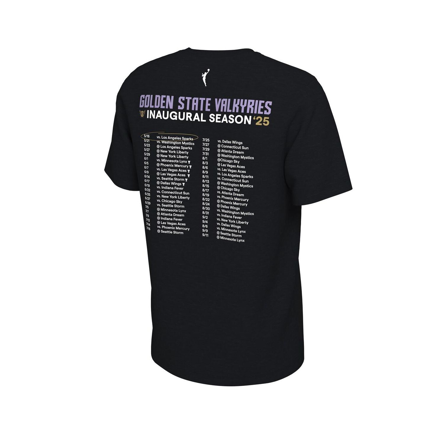 Men's and Women's Eclipse Black Golden State Valkyries 2025 Inaugural Season First of a Lifetime Schedule T-Shirt