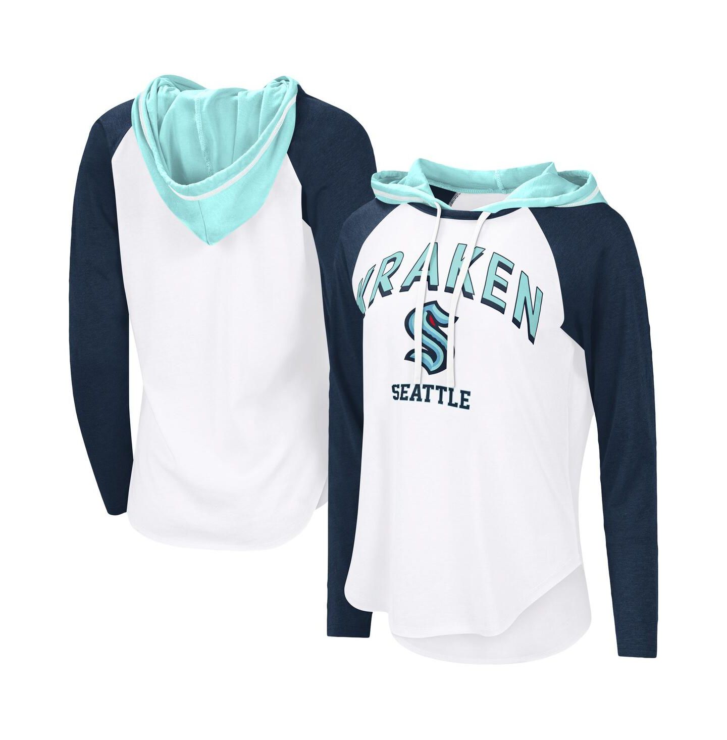 Женское худи G-III 4Her by Carl Banks White Seattle Kraken VIP Raglan Long Sleeve T-Shirt — фото 1