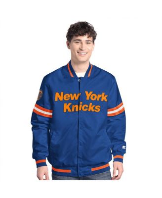 Starter - Men's Blue/Orange New York Knicks Scout Full Snap Varsity Jacket