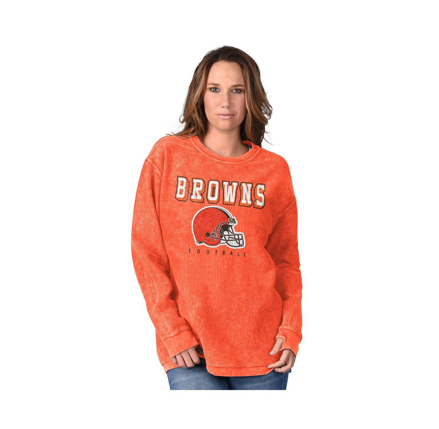 Women's Orange Cleveland Browns Comfy Cord Pullover Sweatshirt