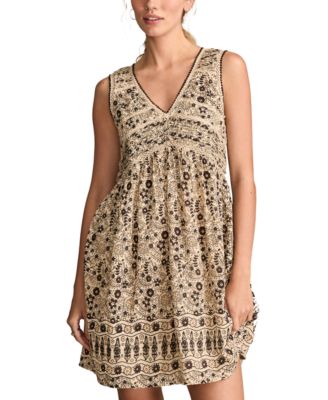 Lucky Brand - Women's Cotton Floral V-Neck Mini Dress