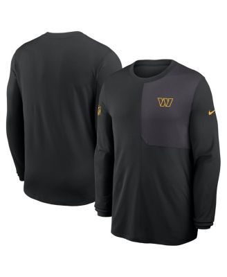 Nike - Men's Black Washington Commanders Sideline Coach UV Performance Long Sleeve T-Shirt