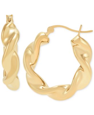 Macy's - Polished Twisted Small Hoop Earrings in 14k Gold, 0.87"