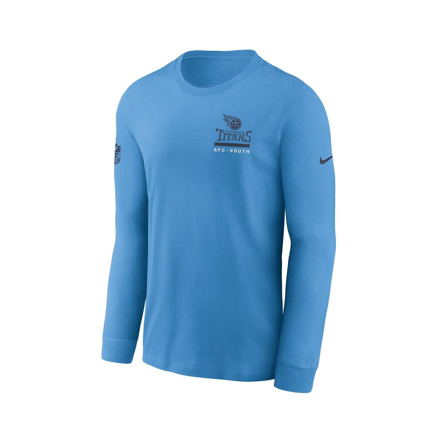 Мужская футболка Nike Light Blue Tennessee Titans Sideline Performance Long Sleeve — фото 2