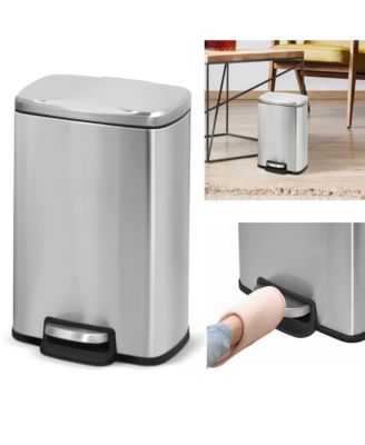 1.3 Gal./5 Liter Rectangular Stainless Steel Step-on Trash Can for Bathroom and Office