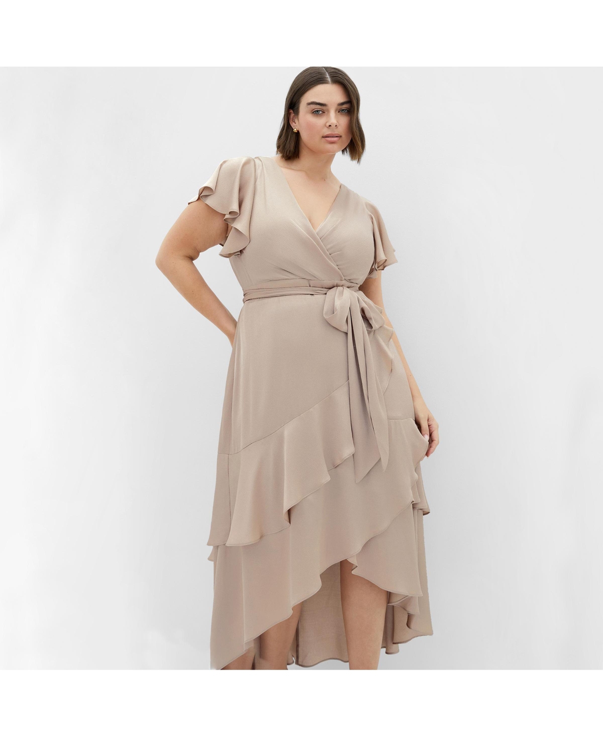 Plus Size Flirty Jen Maxi Dress - Simply taupe
