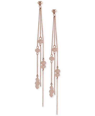 French Connection Rose Gold-Tone Beaded Linear Spike Drop Earrings
