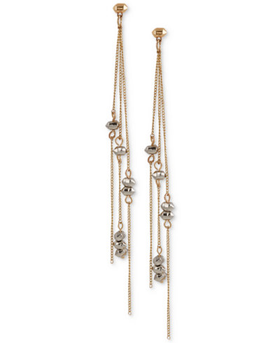 French Connection Two-Tone Beaded Linear Spike Drop Earrings