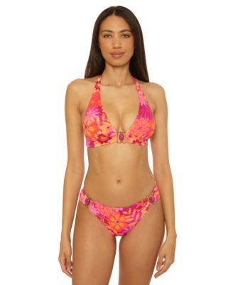 Becca Womens Copacabana Halter Bikini Top Hipster Bottoms In Multi