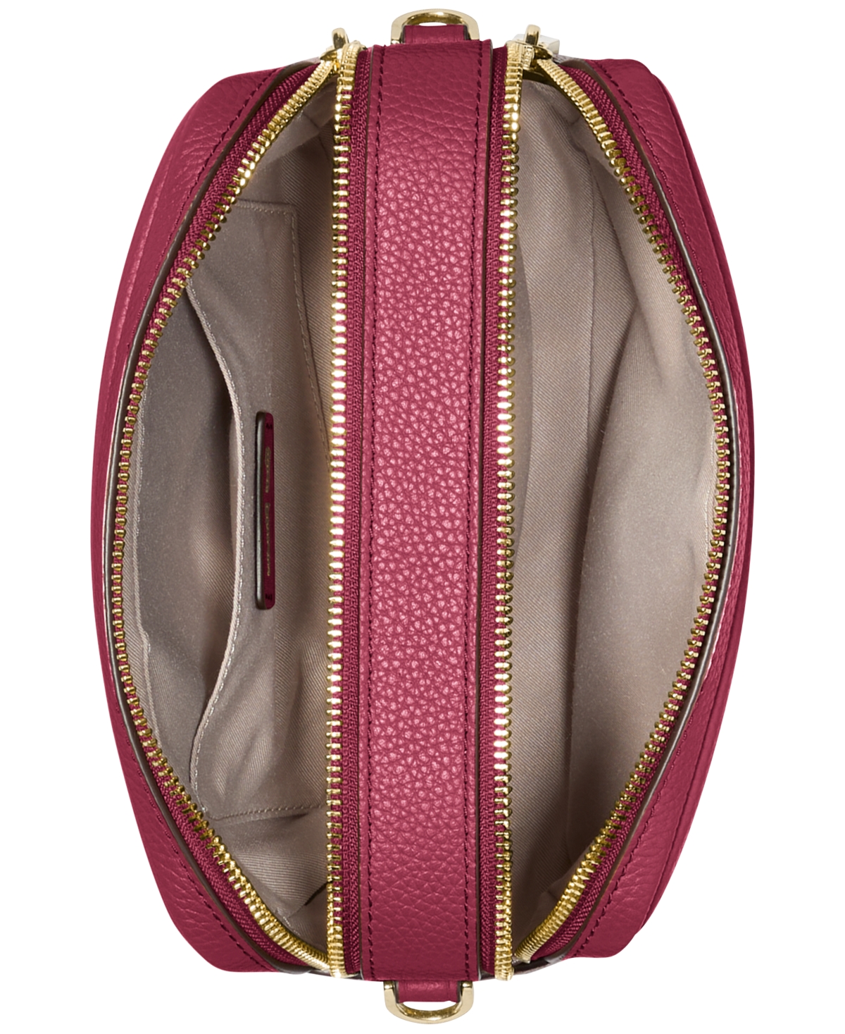 Michael Kors Michael  Bryant Medium Leather Double Zip Chain Camera Crossbody In Pink