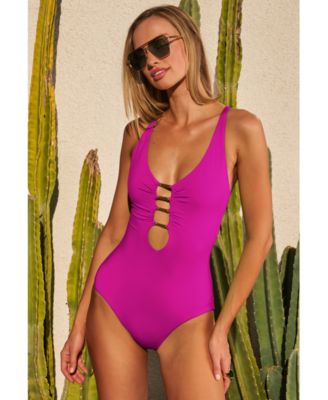 Women's Color Code Cut-Out One-Piece Swimsuit