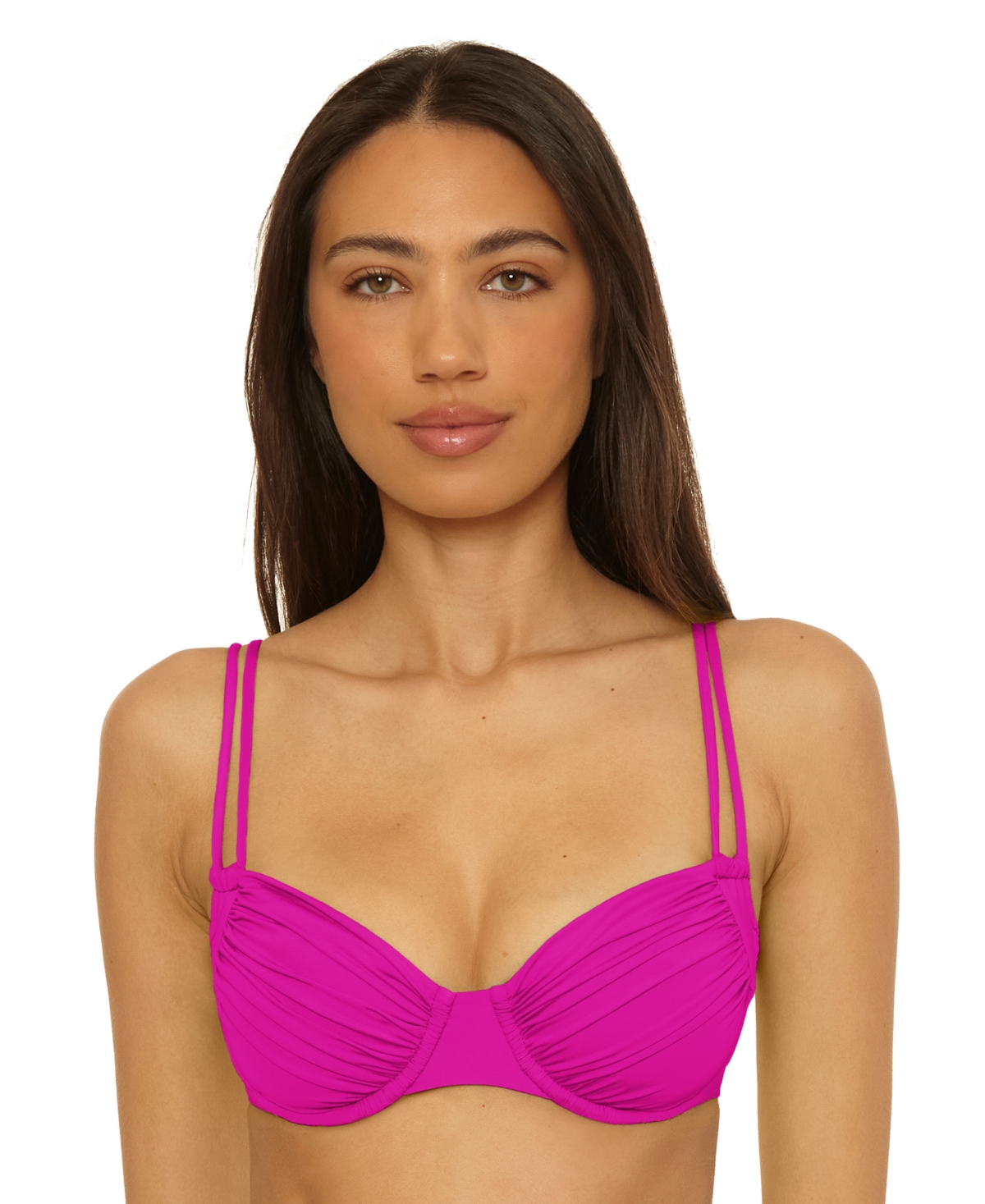 Becca Women's Color Code Ruched Underwire Bikini Top In Purple
