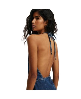 Women's Halter Denim Mini Dress