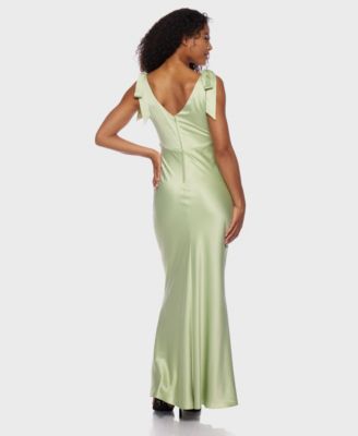 Juniors' Sleeveless Satin Maxi Dress