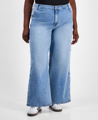 Bar III - Trendy Plus Size Snap Track Jeans