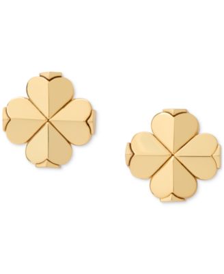 Gold-Tone Spade Flower Stud Earrings