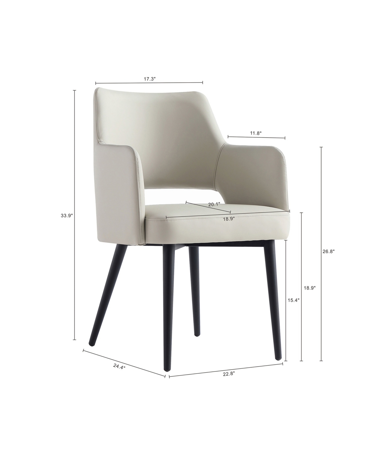 Manhattan Comfort Tremont Leatherette Upholstered Dining Armchair In White