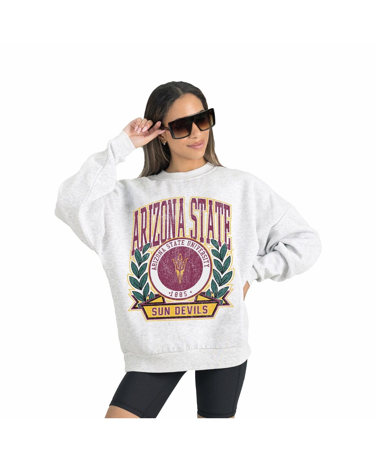 Gameday Couture Women's Gray Arizona State Sun Devils Premium Fleece Drop Shoulder Oversized Pullover Sweatshirt