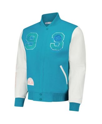 Men's Aqua Saved by the Bell Tigers Varsity Full-Snap Jacket