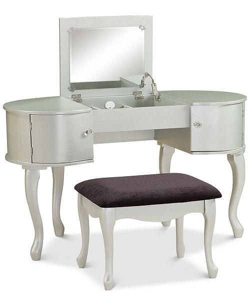 Linon Home Decor Paloma Vanity Set With Bench And Flip Up Mirror