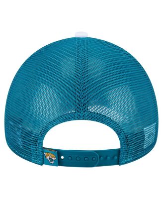 Men's White/Teal Jacksonville Jaguars Color Block 9FORTY A-Frame Trucker Adjustable Hat