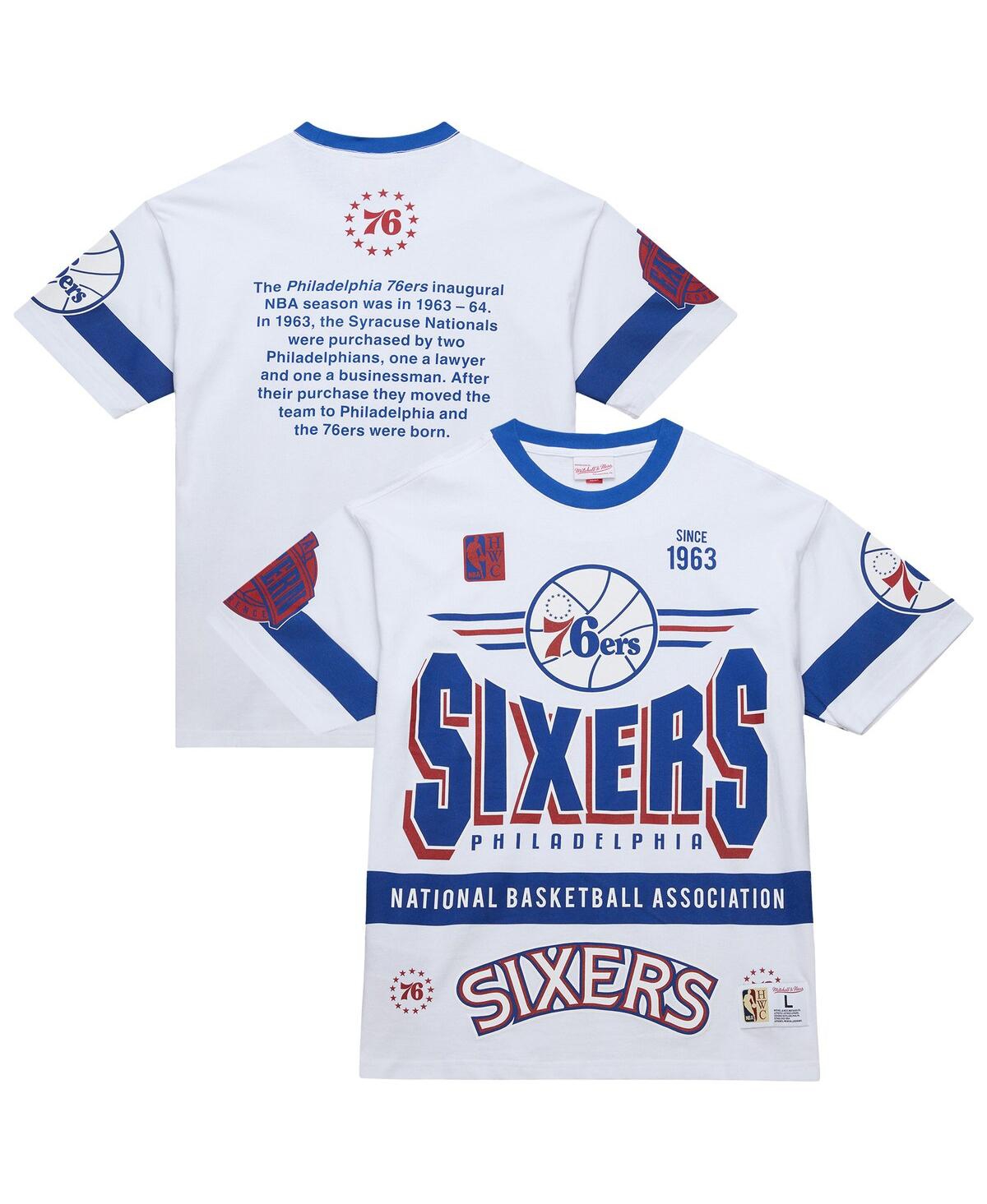 Men's and Women's White Philadelphia 76ers Hardwood Classics Vintage Team Origins Premium T-Shirt - White