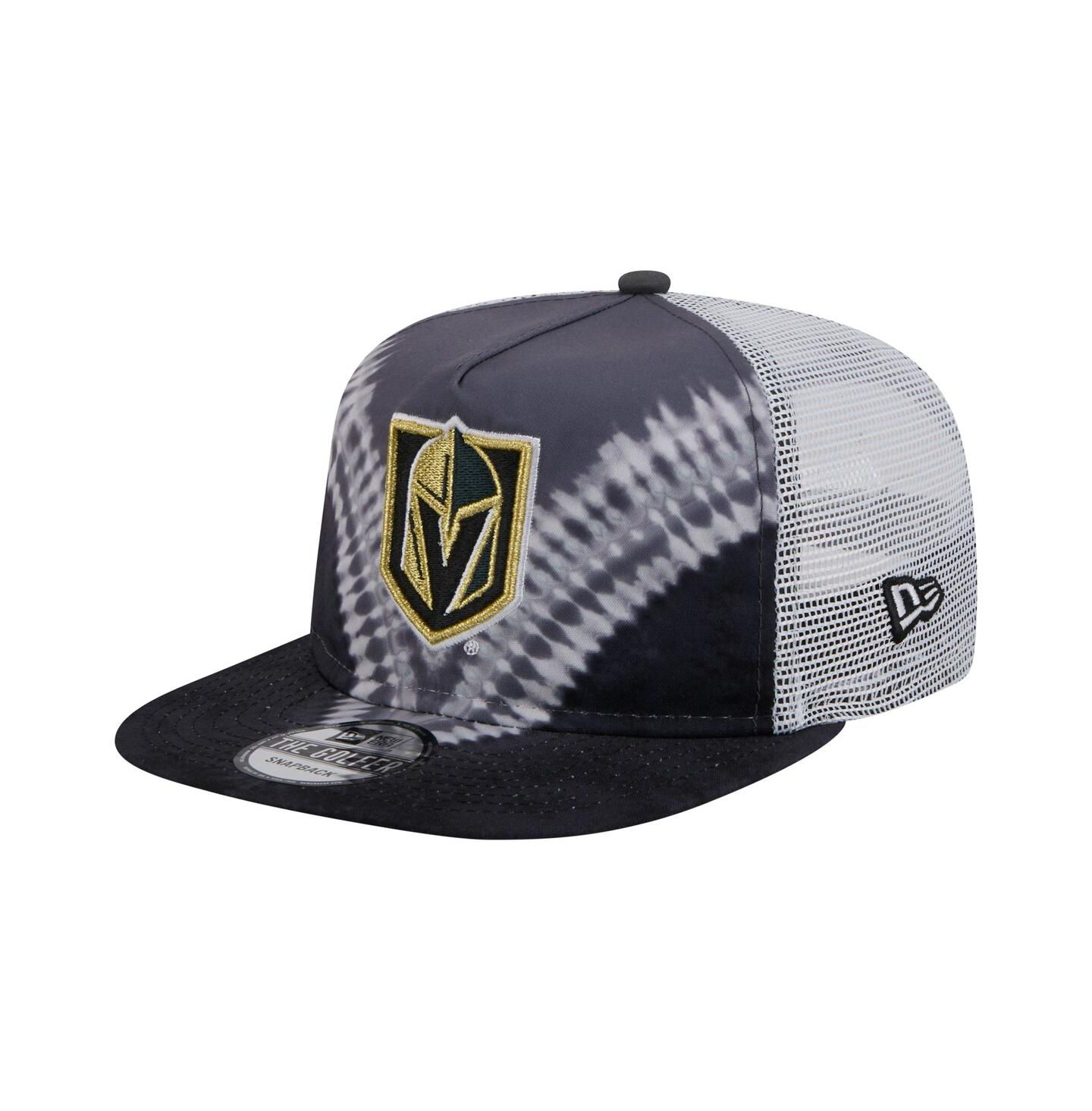Мужской головной убор New Era Black/Gray Vegas Golden Knights Throwback V-Dye Adjustable Golfer Hat — фото 1