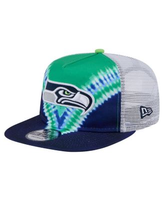 New Era - Men's Neon Green/College Navy Seattle Seahawks Throwback Dye Golfer Snapback Hat