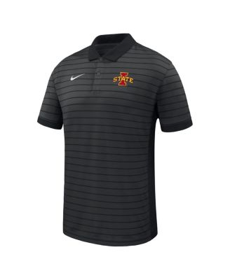 Men's Black Iowa State Cyclones 2025 Early Season&nbsp;Coaches Sideline Victory Stripe Performance Polo Shirt