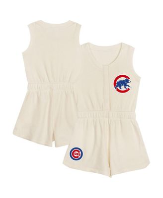 Outerstuff - Girls Preschool Cream Chicago Cubs Girl Power Tank Romper