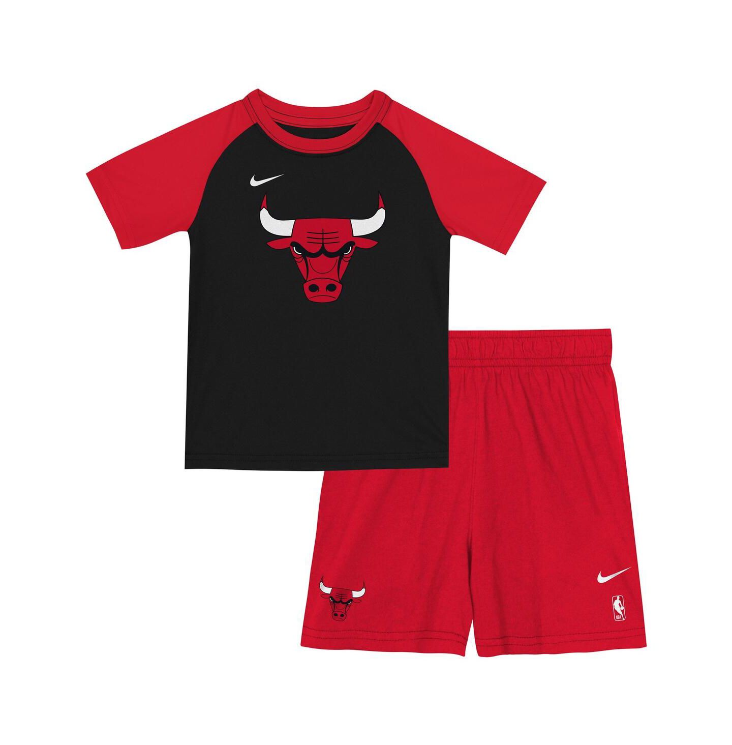 Детский комплект Nike 2-Piece Red/Black Chicago Bulls Practice T-Shirt and Shorts Set — фото 1