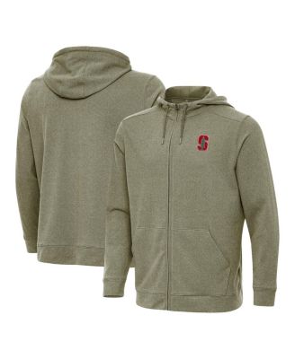 Antigua - Men's Heather Olive Stanford Cardinal Effortless Full-Zip Hoodie