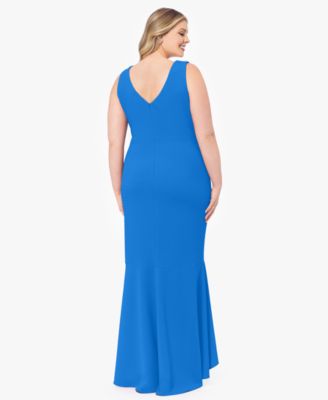 Plus Size Sleeveless Ruffled High-Low Gown