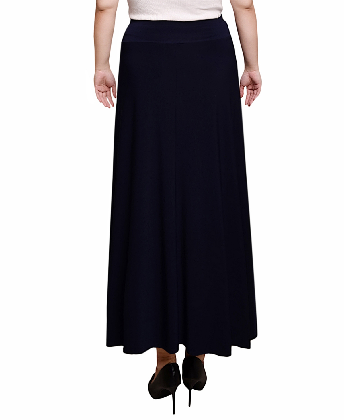 Ny Collection Plus Size Wide Yoked Maxi Skirt In Black