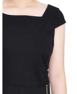 Petite Cap Sleeve Exposed Zipper Dress