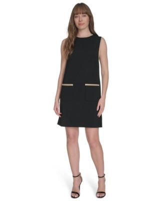 Tommy Hilfiger - Petites Sleeveless Colorblocked-Pocket Shift Dress