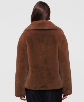 Women's Notched-Collar Faux-Fur Coat
