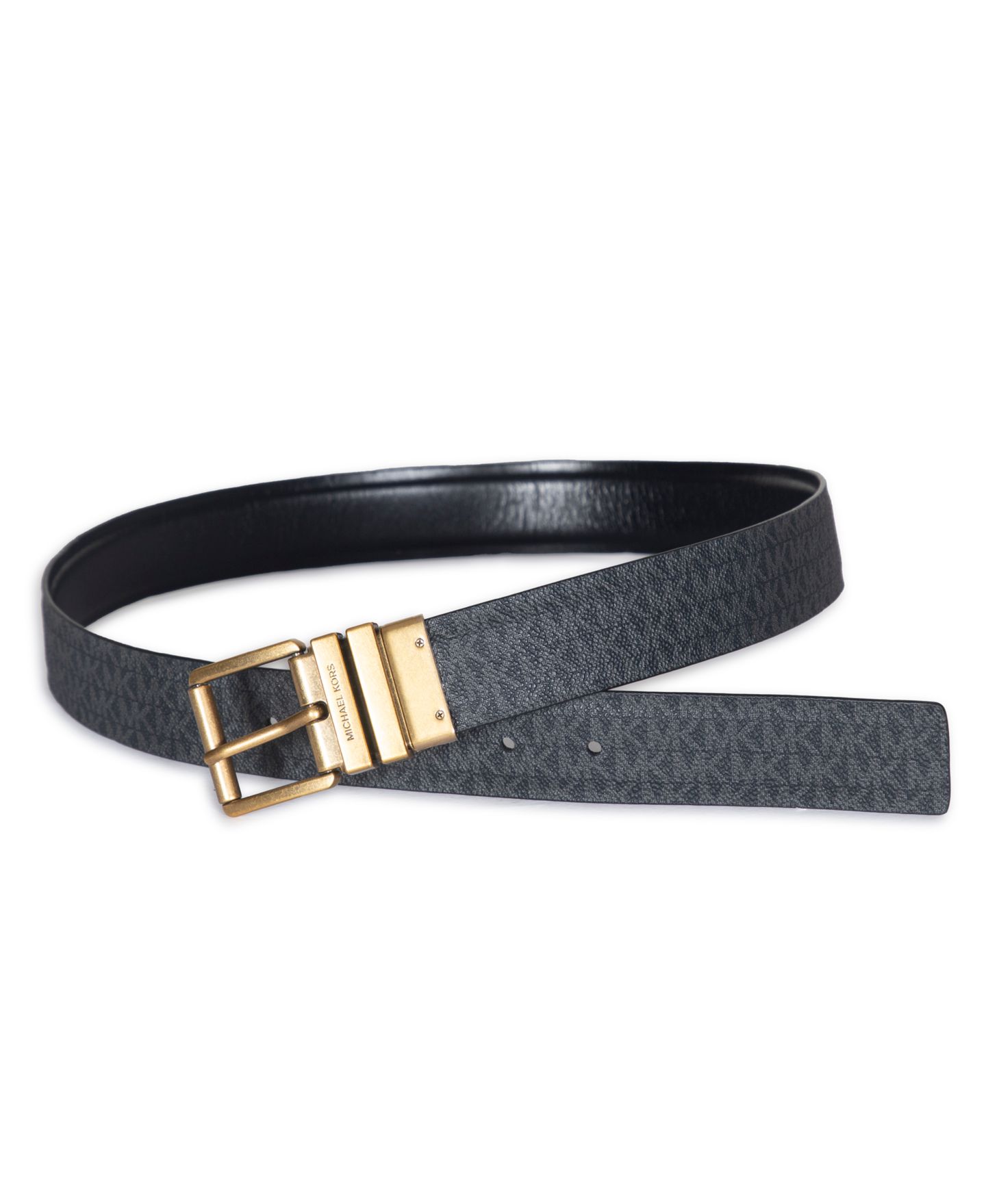 Женский ремень Michael Kors Micheal Kors Flattened Edge Reversible, цвет: Чёрный / Золотой — фото 5