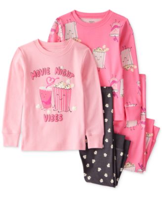 Carter's - Toddler Girls Movie Night Snug-Fit Cotton Pajamas, 4 Piece Set