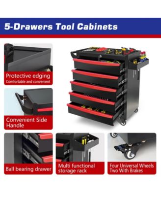 5-Drawer Rolling Metal Tool Chest with Wheels and Lock