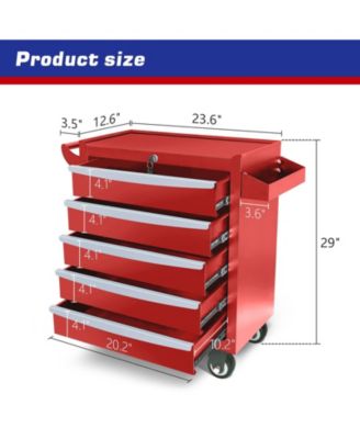 5-Drawer Rolling Metal Tool Chest with Wheels and Lock