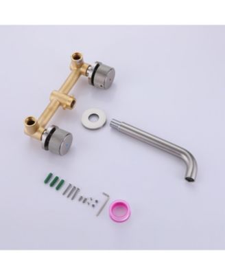 Two-Handle Wall-Mounted Bathroom Sink Faucet in Brushed Gold Finish