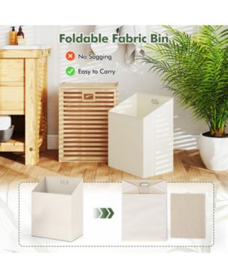 18 Gal Bamboo Tilt-out Laundry Hamper with Removable Fabric Bin