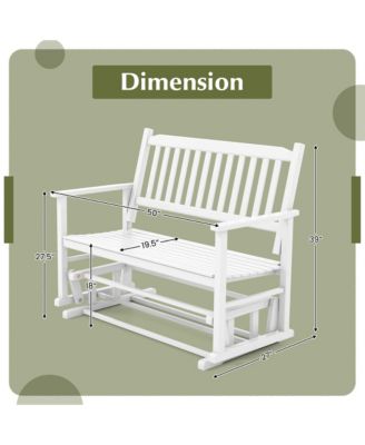 2 Seats Outdoor Glider Bench Poplar Wood Patio Swing Glider Loveseat Chair w/ Armrests