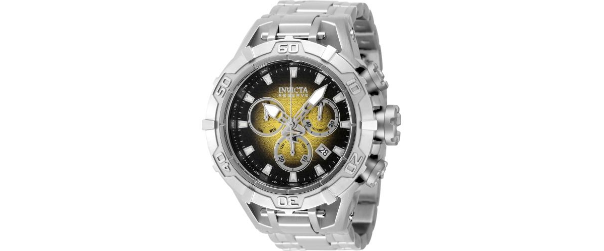 Men's 47848 Reserve Quartz Chronograph Black, Yellow Dial Watch - Silver