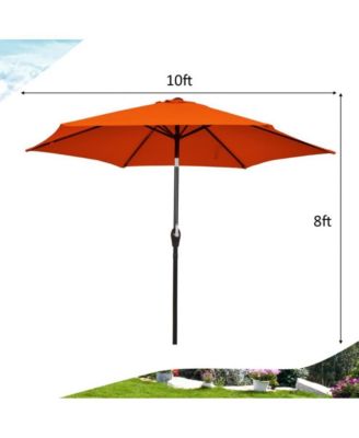 10 Feet Outdoor Patio Umbrella with Tilt Adjustment and Crank