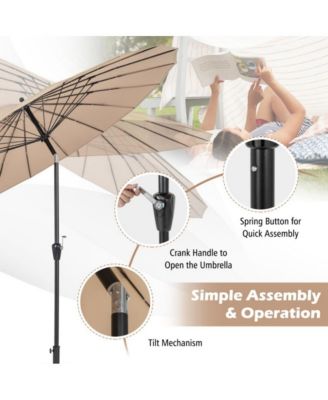 9 Feet Round Patio Umbrella with 18 Fiberglass Ribs