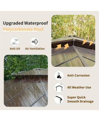 12x16ft Permanent Aluminum Outdoor Canopy Gazebo, Double Roof UV Protection, Bug Netting, Lifetime Rustproof